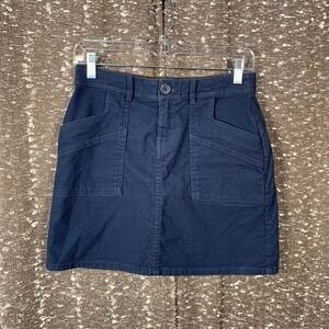 Vintage‎ Y2K PrAna Blue Corduroy Mini Skirt Organic Cotton Women's 2